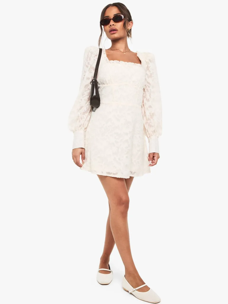 boohoo Dames Textured Corset Milkmaid Mini Jurk crème, foto 3