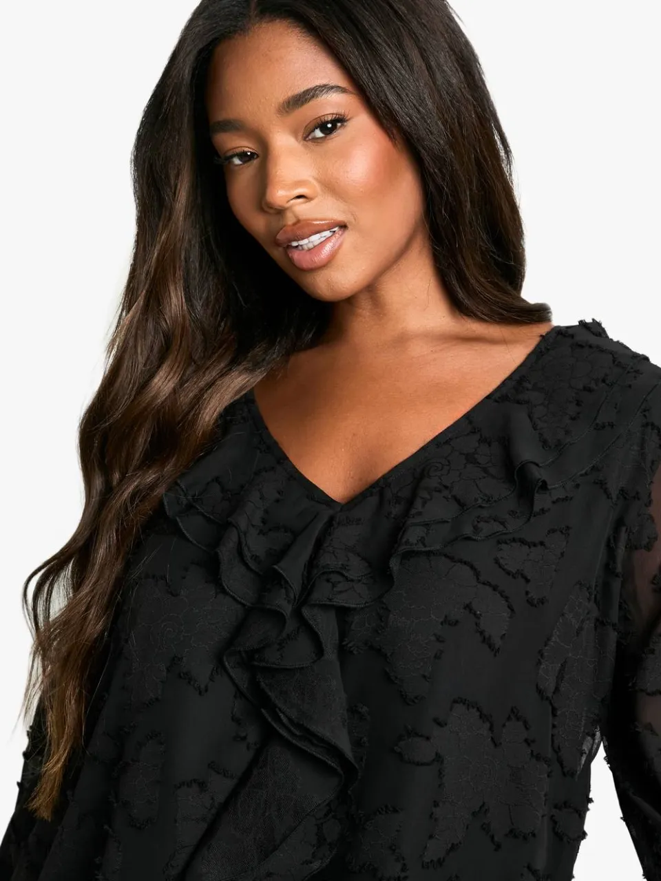 boohoo Dames PLUS PLUS BURNOUT FLORALE SHIFT JURK zwart, foto 3
