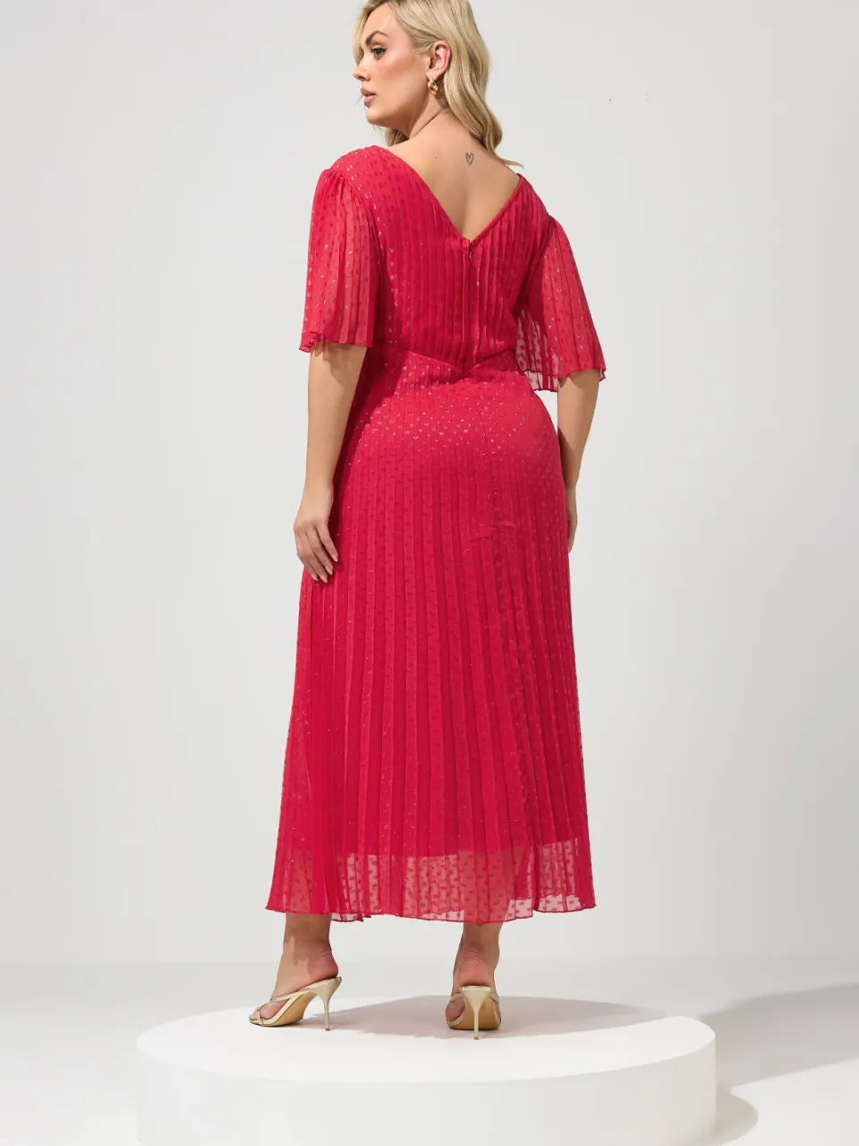 Yours London Rode Metallic Dobby Wikkeljurk rood, foto 3