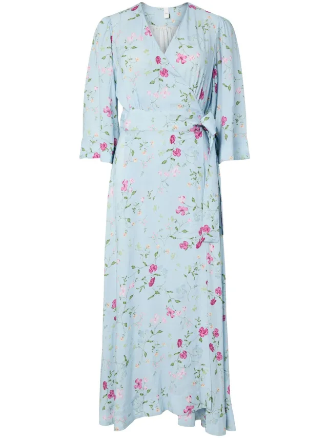 Yas Maxi jurk YASSAVANNA 3/4 WIKKEL Skyway