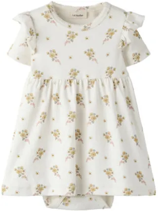 Lil' Atelier gebloemde babyjurk met romper ecru