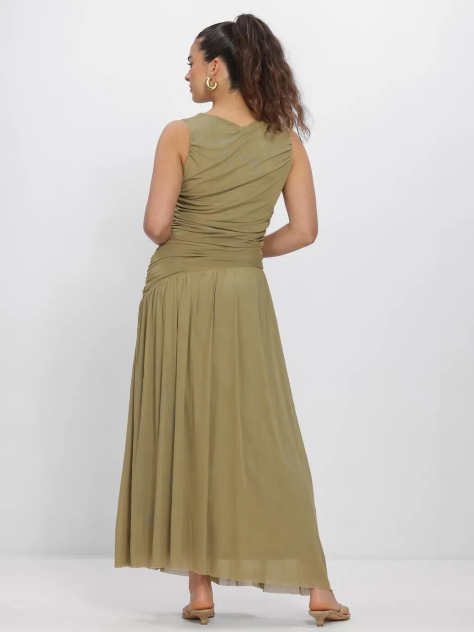 Neo Noir Dames Jurken Cludine Mesh Dress - Khaki, foto 3