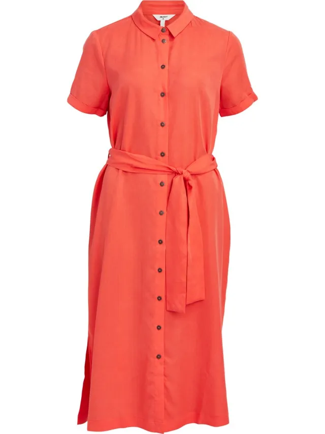 OBJECT COLLECTORS ITEM Object Objtilda Isabella S/s Dress Jurken Dames - Kleedje - Rok - Jurk - Koraal