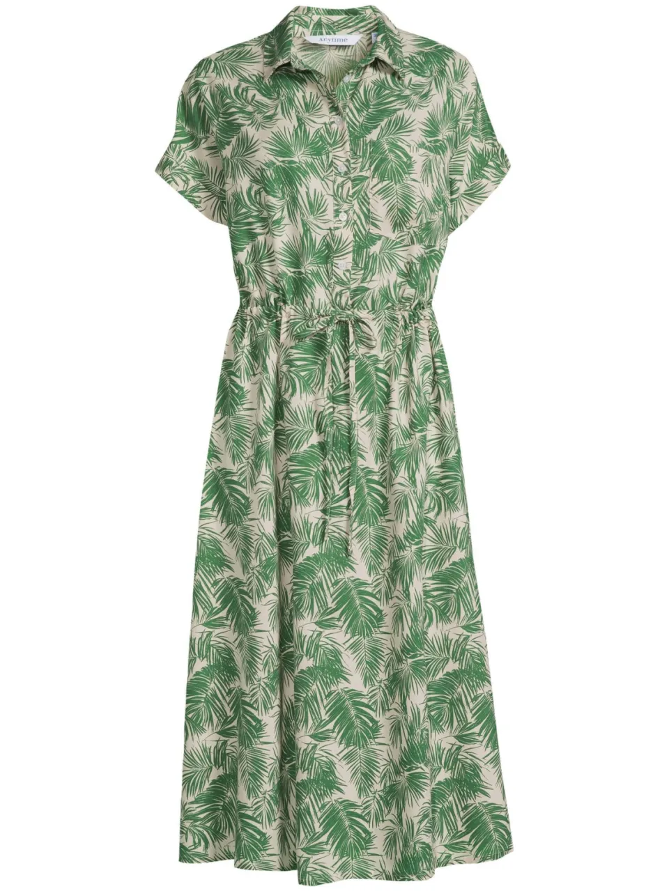 Anytime midi jurk met bladprint beige/groen, foto 2