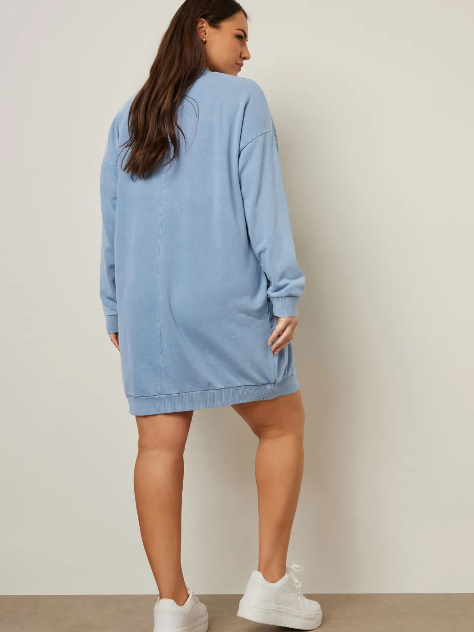 Yours Sweatshirtjurk Van Katoenmix Met Lange Mouwen In Lichtblauw-56 blauw, foto 3