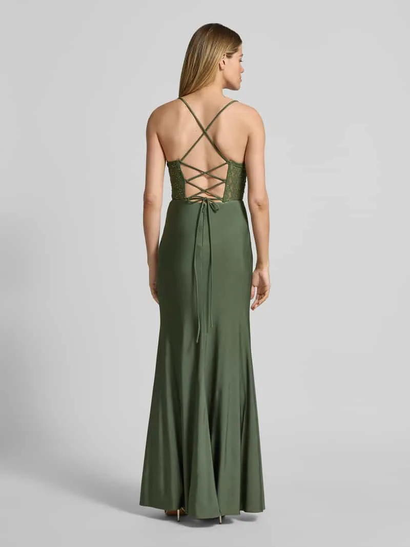 LUXUAR FASHION avondjurk met siersteentjes rietgroen, foto 2