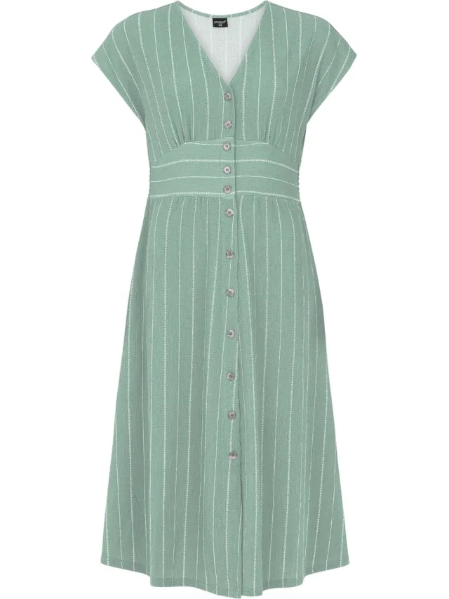Protest Prtgilly – Blousejurk Dames – Knoopsluiting – Kuitlengte Green Baygreen