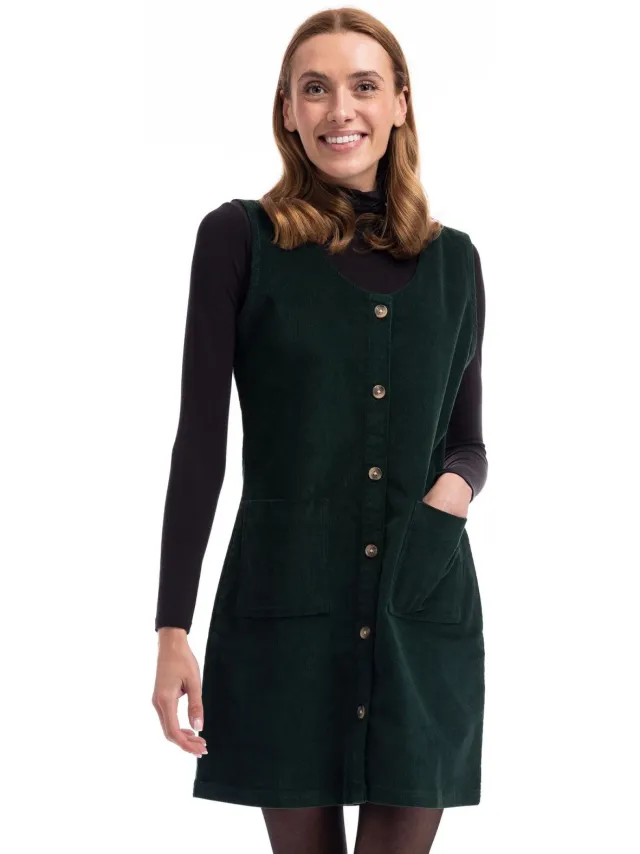 Trespass Tarissa-overgooierjurk van corduroy voor dames (Donkergroen)