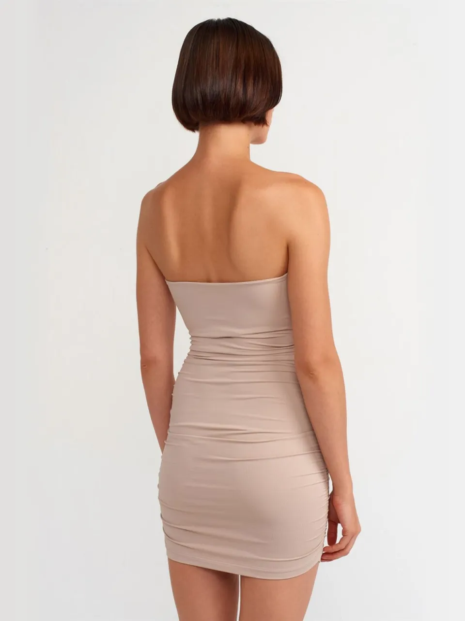 Dilvin Strapless Bodycon Mini Jurk beige, foto 2