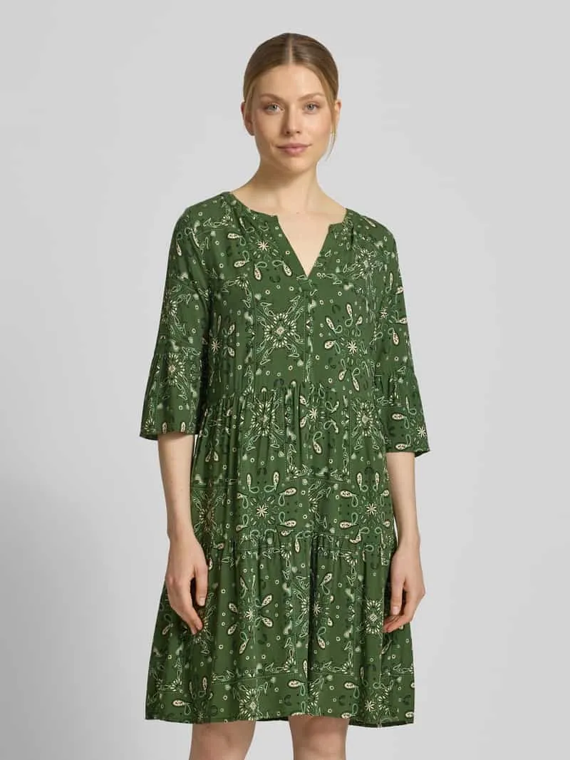 Christian Berg Woman Selection relaxed fit mini-jurk van pure viscose Olijfgroen