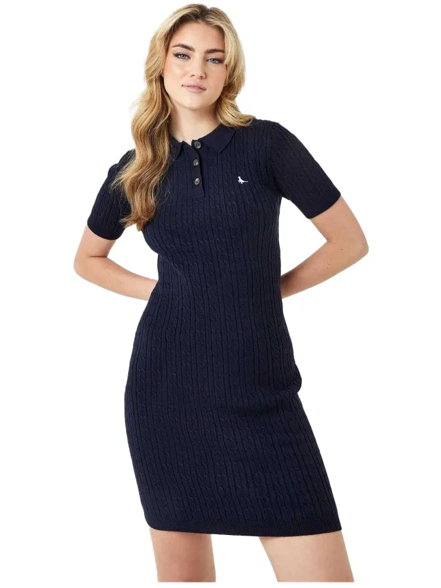 Jack Wills Dames/Dames Kabelgebreide Poloshirt Jurk (Marine) Marineblauw