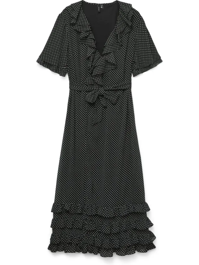 Vero Moda Jurk VMDOTINA Midi-jurk Black
