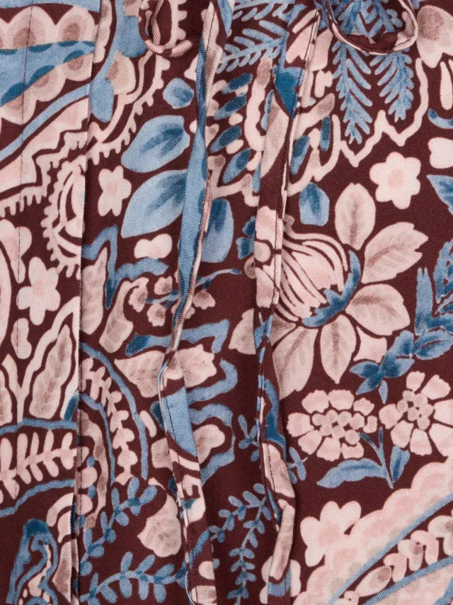 Miss Etam midi blousejurk met print - donkerrood/lichtroze/blauw, foto 2