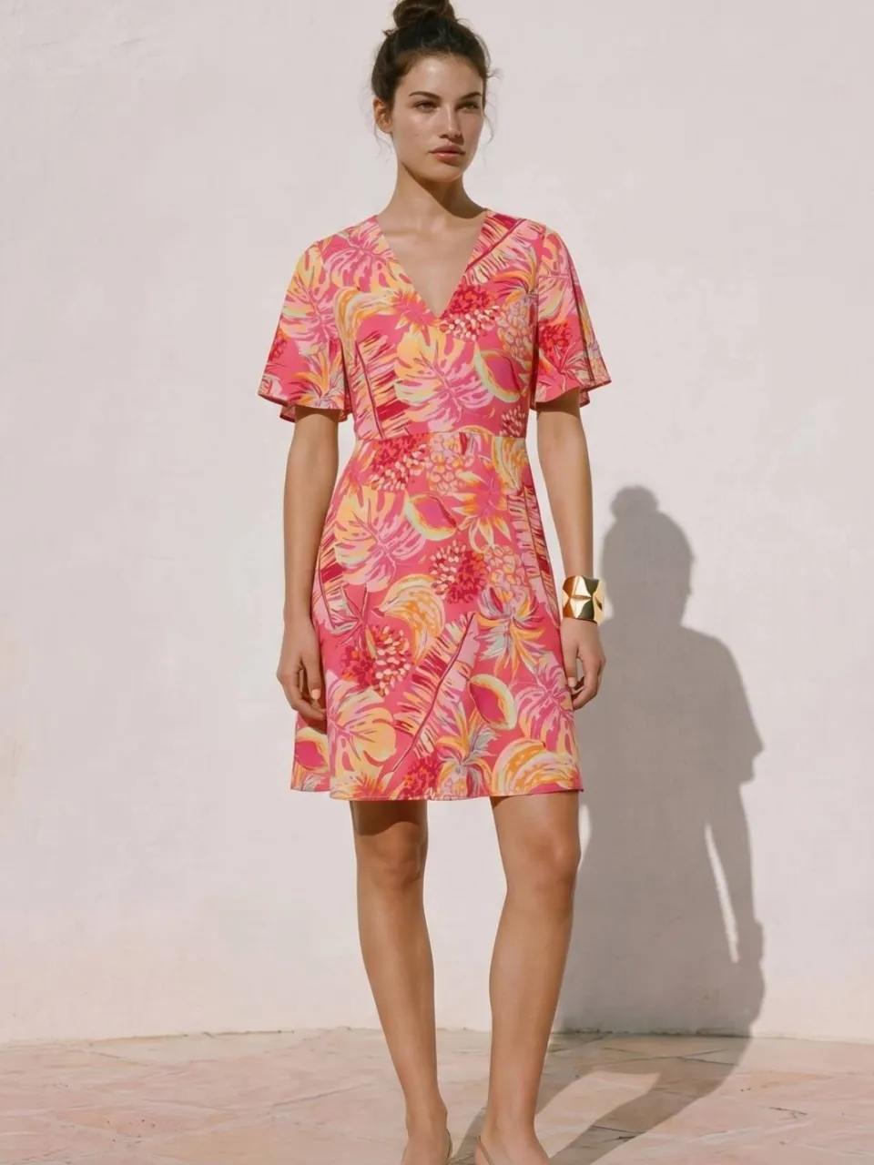 Vero Moda viscose mini jurk met print - roze, foto 2