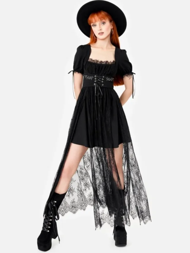 Restyle Wild Incantations Maxi lange jurk - S - Zwart