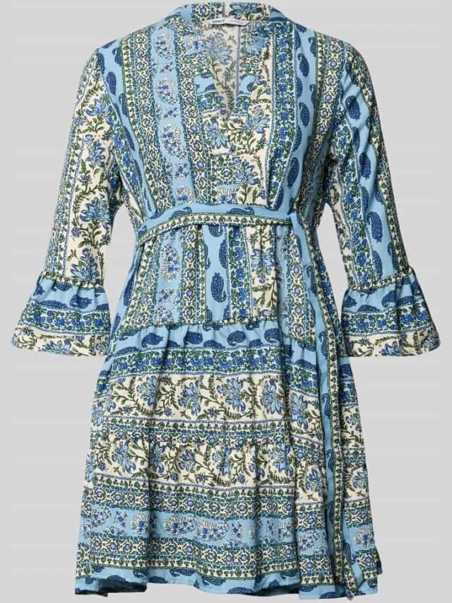 Only Losvallende vrijetijdsjurk met tailleriem om te strikken model 'SINA' bleu, foto 2