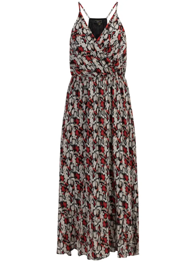 Faina Maxi jurk Dames Rood Veelkleurig, foto 2