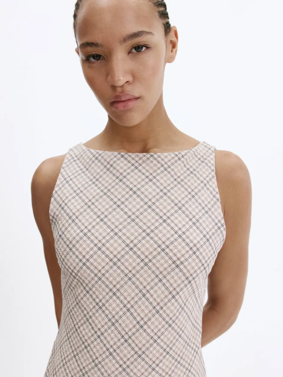 Mango geruite mini jurk - beige, foto 4