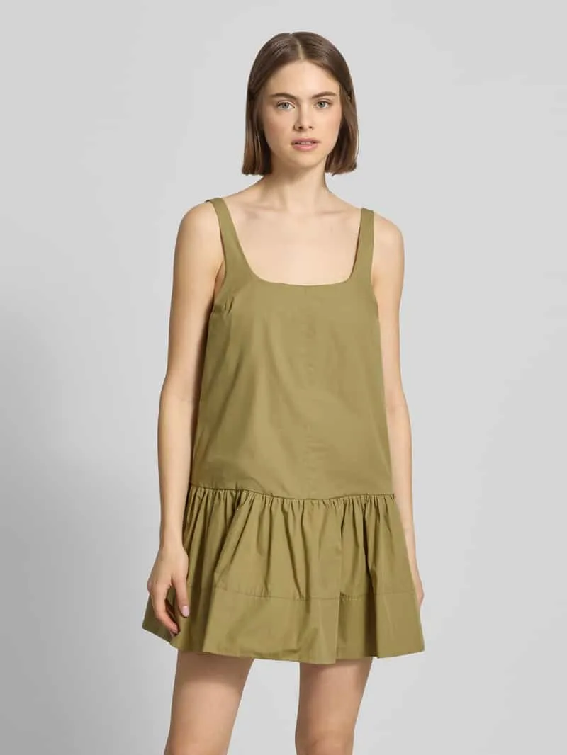 Topshop mini-jurk met vierkante hals model 'ASTA' Olijfgroen