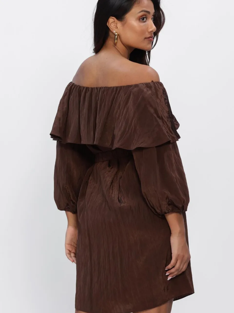 DANTE6 Dames Jurken Kyo Volant Mini Dress - Bruin, foto 3