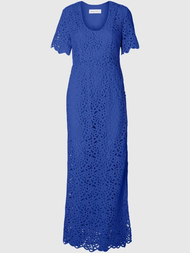 Selected Maxi jurk Gehaakte stijl Dazzling Blue