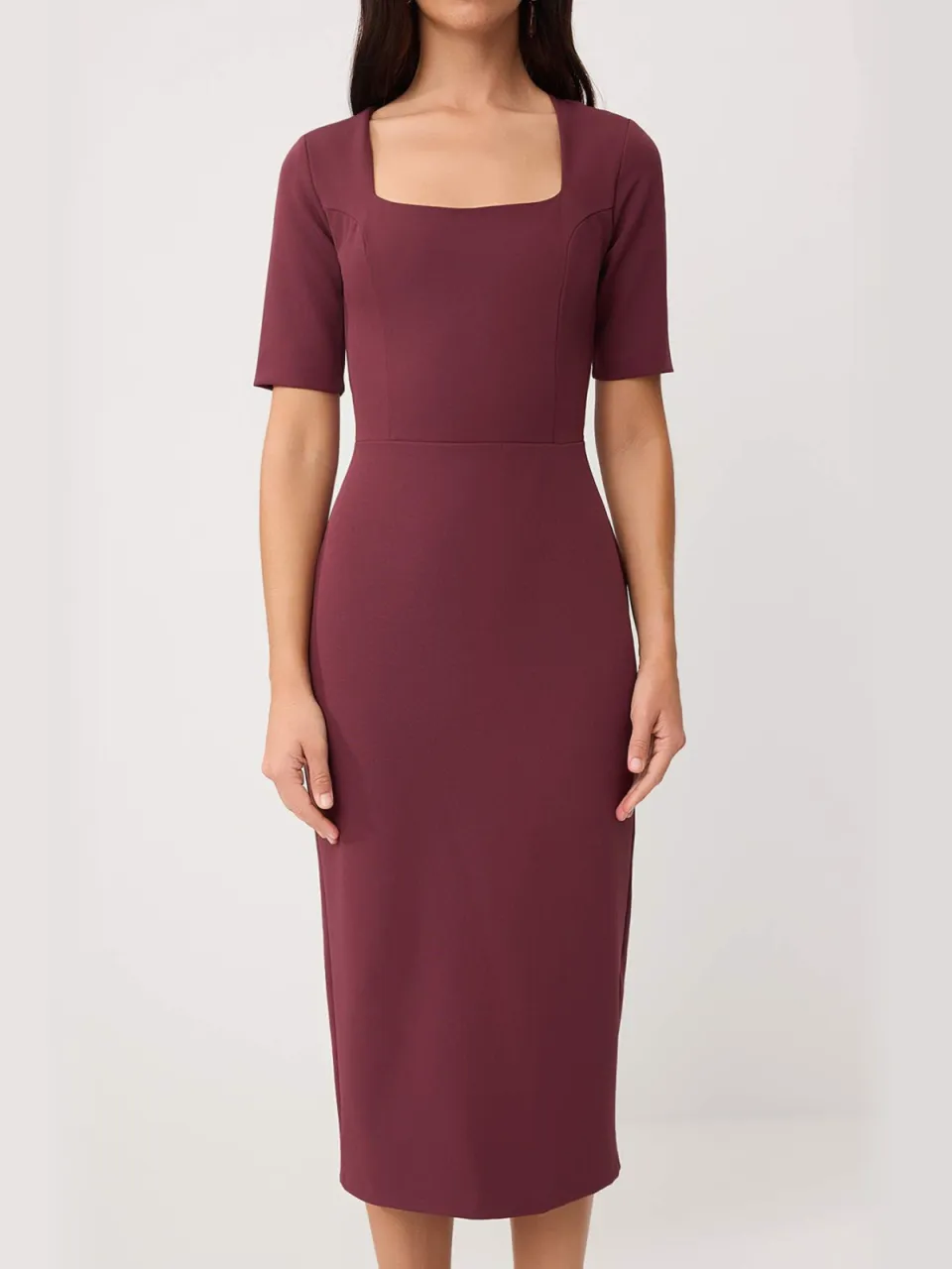 Trendyol TRENDYOLMİLLA Dames Paars Effen Midi Kort Bodycon Jurken, foto 2