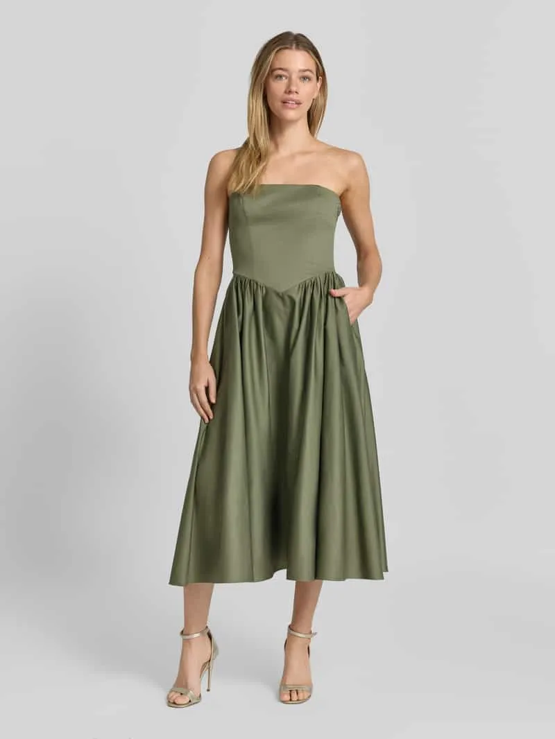 Jake*s Cocktail Cocktailjurk in off-shoulder-look met smokdetails Olijfgroen