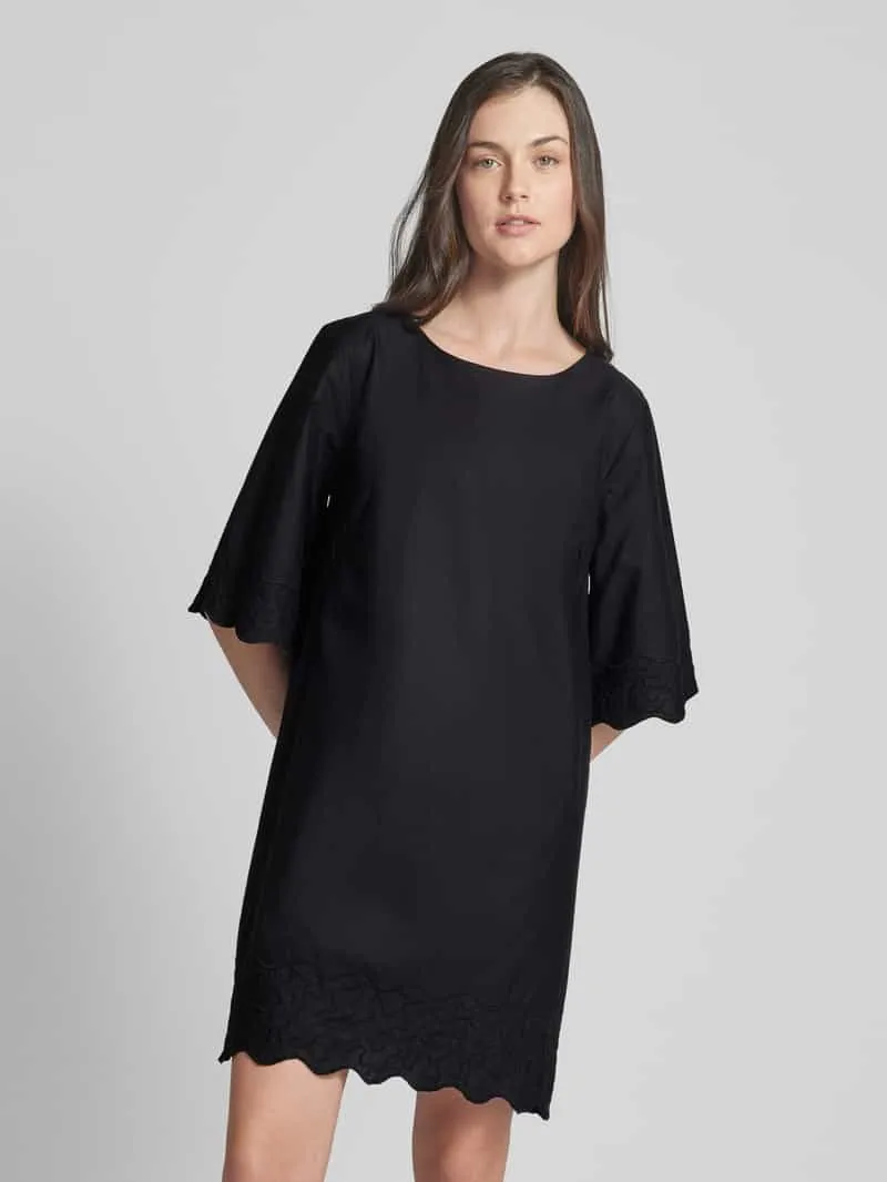 Esprit Mini-jurk in effen design met ronde hals zwart, foto 4
