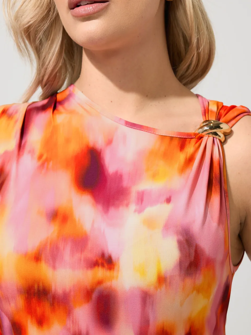 Yours London Oranje Jurk Met Vervaagde Abstracte Print En Gespdetail, foto 5