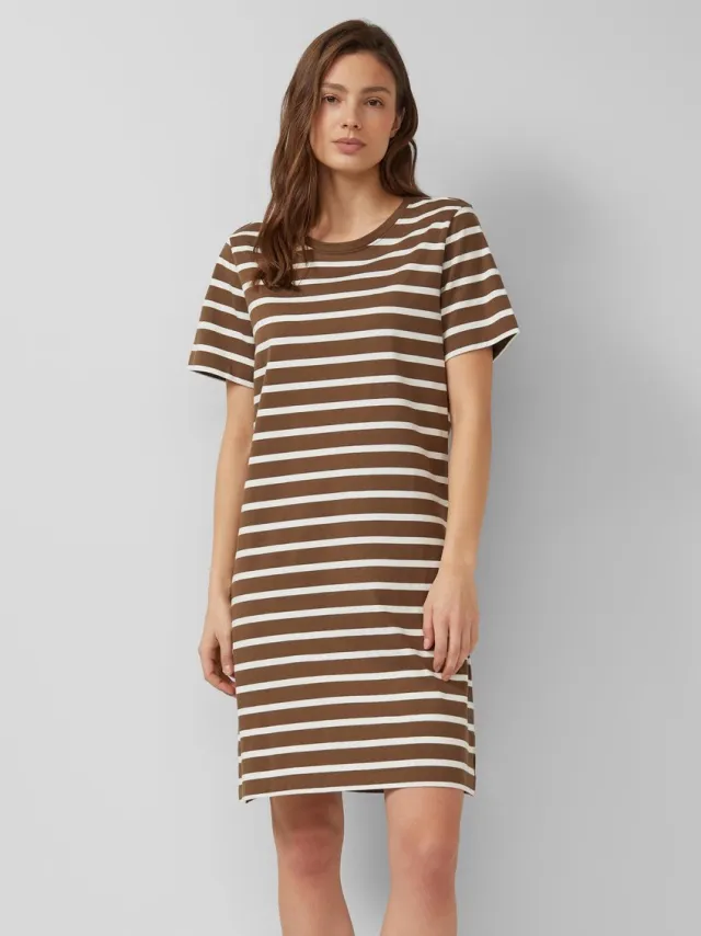 S.Oliver female - Jersey jurk met zijsplitten bruin