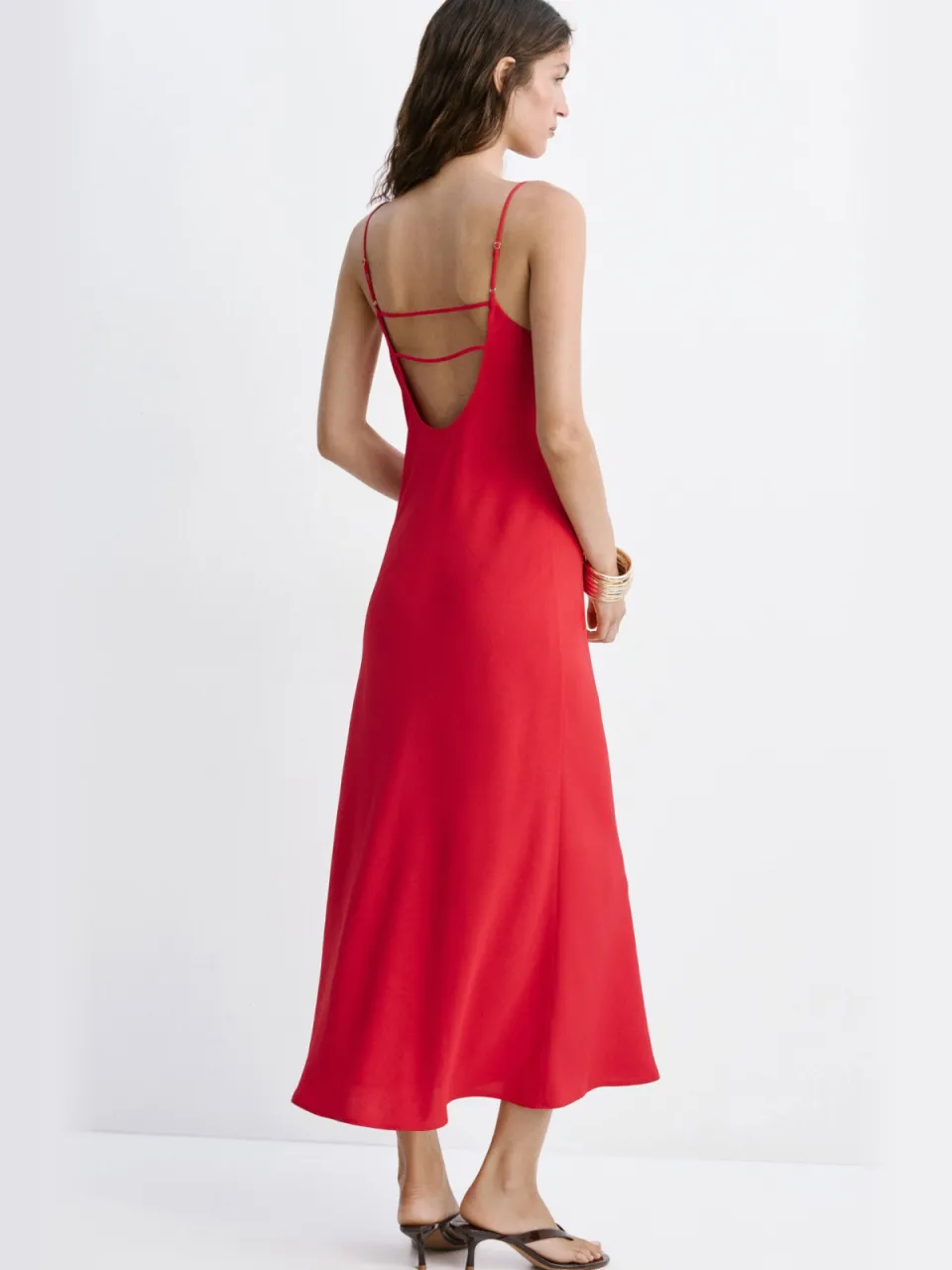 Mango zomerjurk met open rug - rood, foto 2