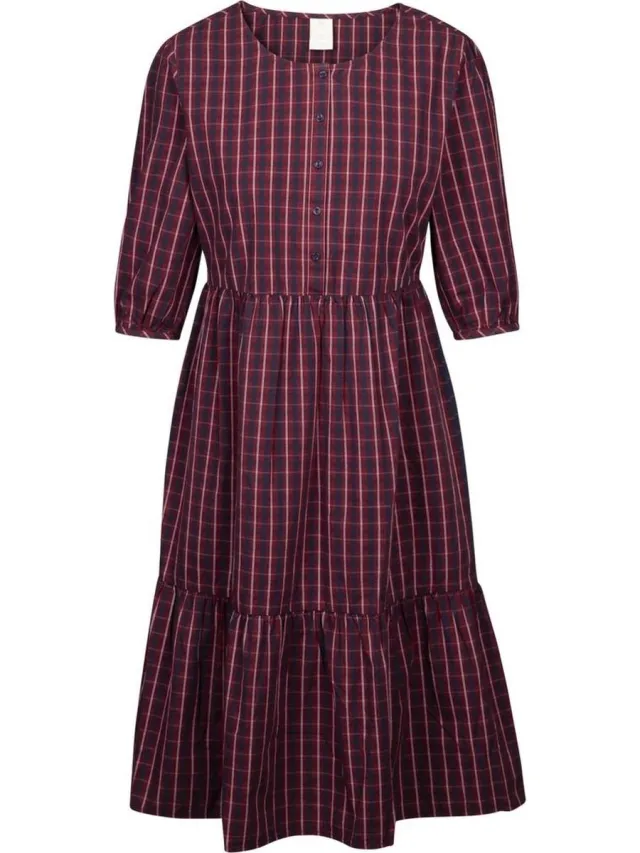 Trespass damesjurk Helen Casual Dress dark cherry check