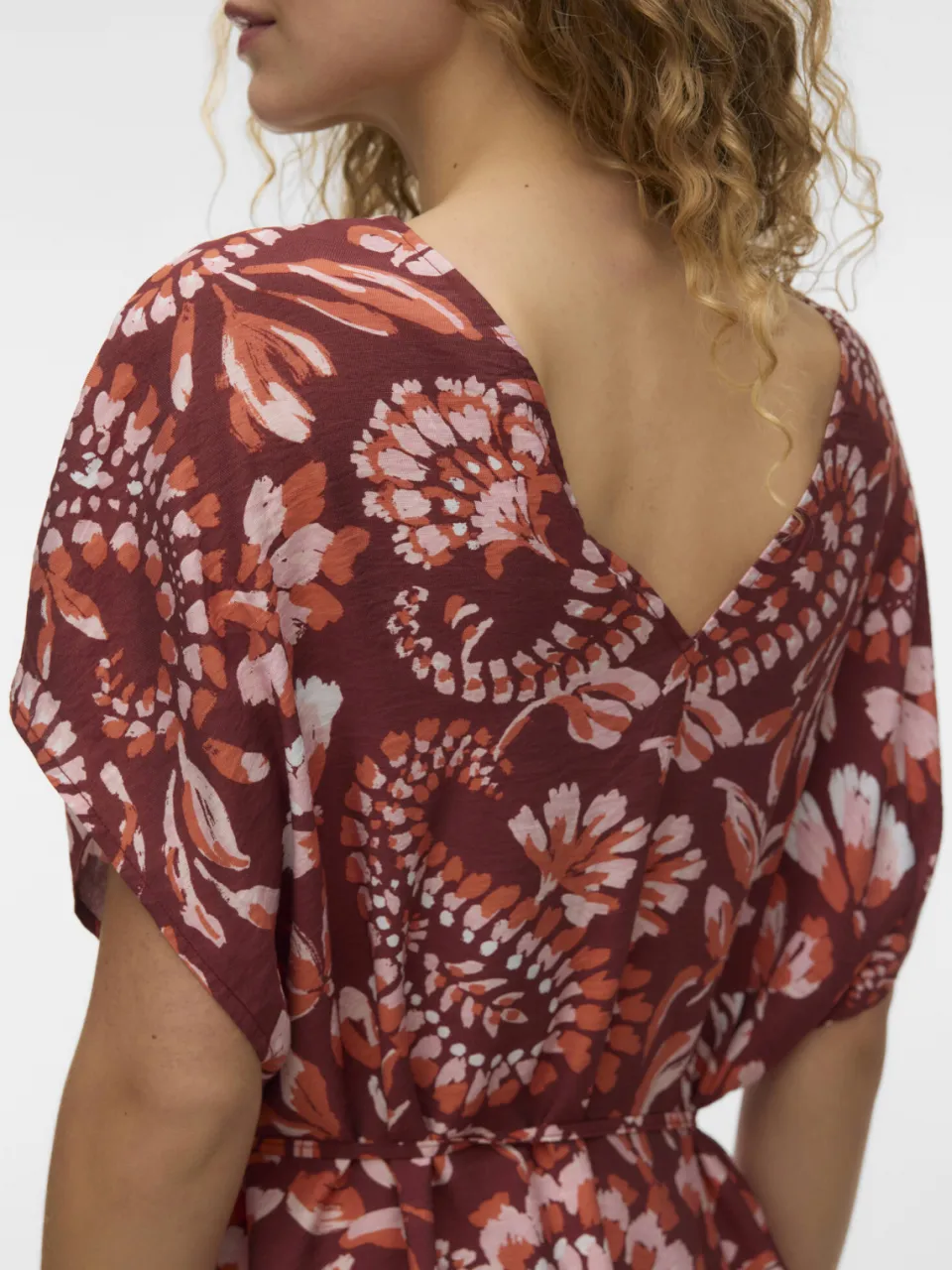 Vero Moda midi jurk met paisley print donkerrood/oranje, foto 5