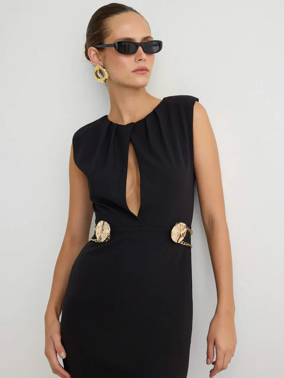 Trendyol TRENDYOLMİLLA Dames Zwart Effen Maxi Mouwloos Stijlvol/Avond Recht Avond & Gala Jurk, foto 2