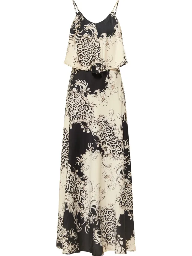 Faina Maxi-jurk met all-over print nelice Zwart Veelkleurig