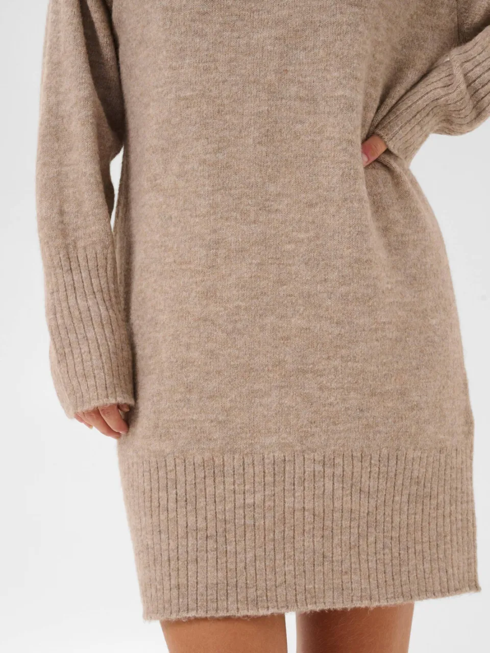 Kaffe gebreide coljurk met wol - beige, foto 4