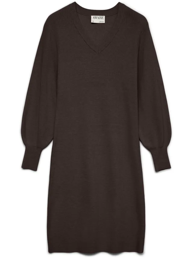 Vero Moda Gebreide jurk AWALEXANDRA Midi-jurk Chocolate Torte 1