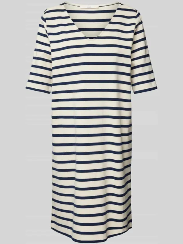 LANIUS Knielange T-shirtjurk met V-hals offwhite, foto 2