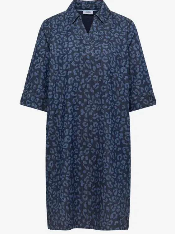 cecil Knielange jurk met leoprint blauw, foto 2