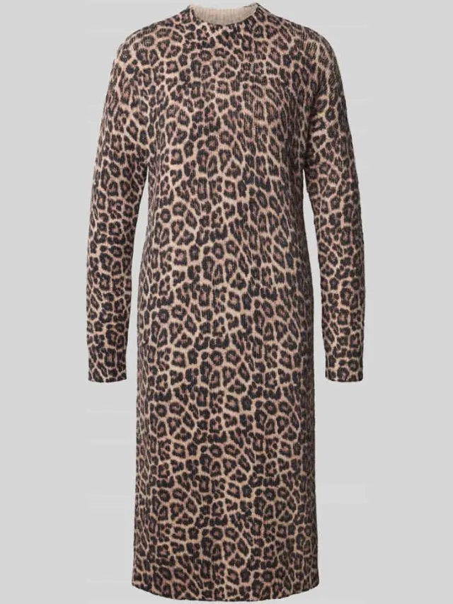 Christian Berg Woman Tricotjurk met wol en ronde hals camel, foto 2