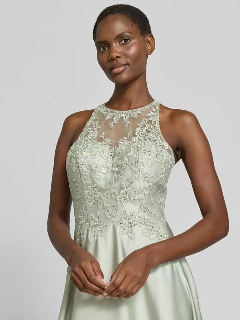 LUXUAR FASHION Avondjurk met bloemrijke stitching groen, foto 4
