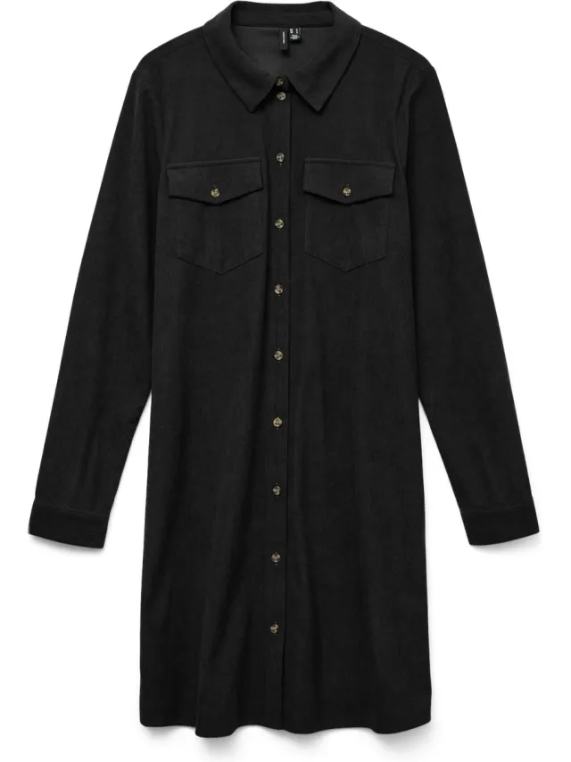 Vero Moda Jurk VMVILJA Corduroy Korte jurk Black