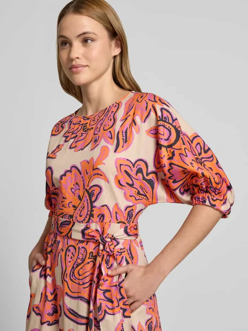 White Label midi-jurk met strikceintuur oranje, foto 3