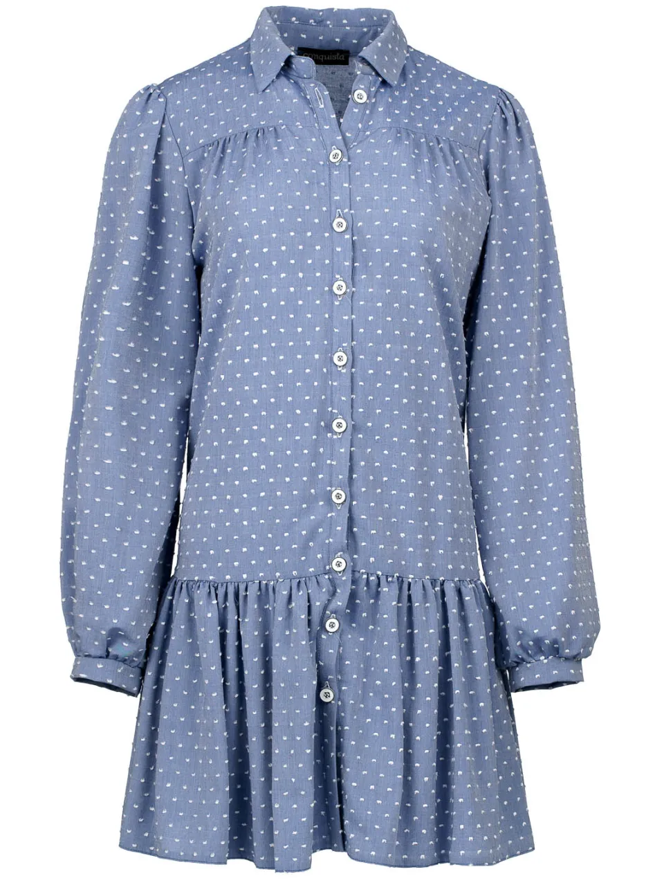 Conquista Denim stijl geborduurde jurk met knopen, foto 2