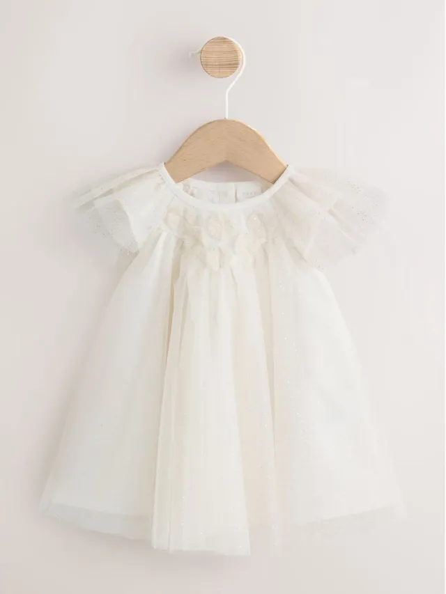 Next Meisjes - Mesh babyjurk - Wit White Sparkle