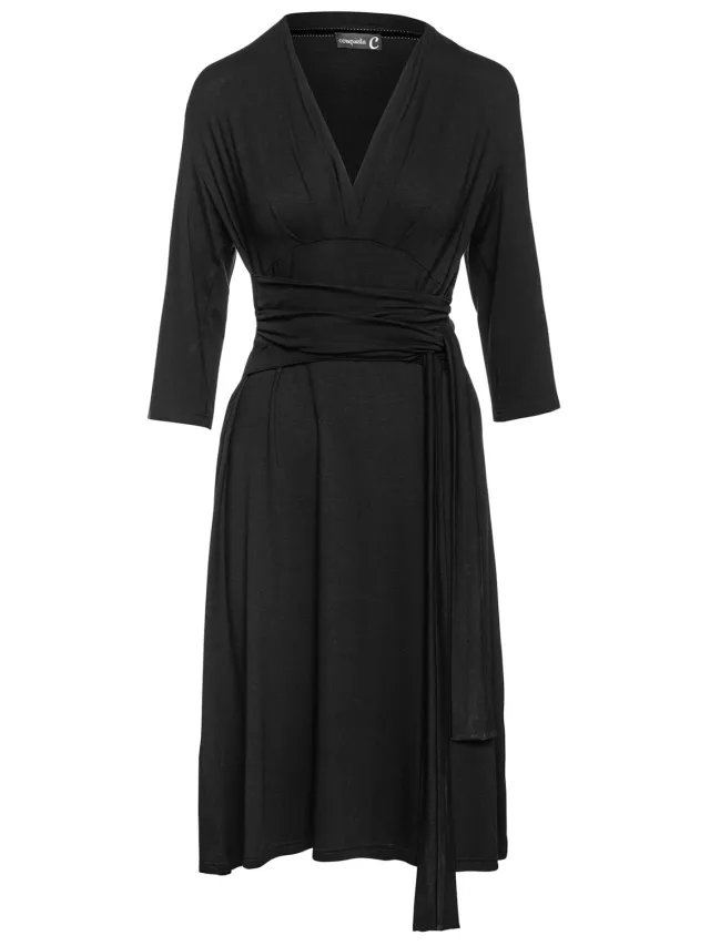 Conquista Zwarte Empire Line-jurk met riem, foto 2