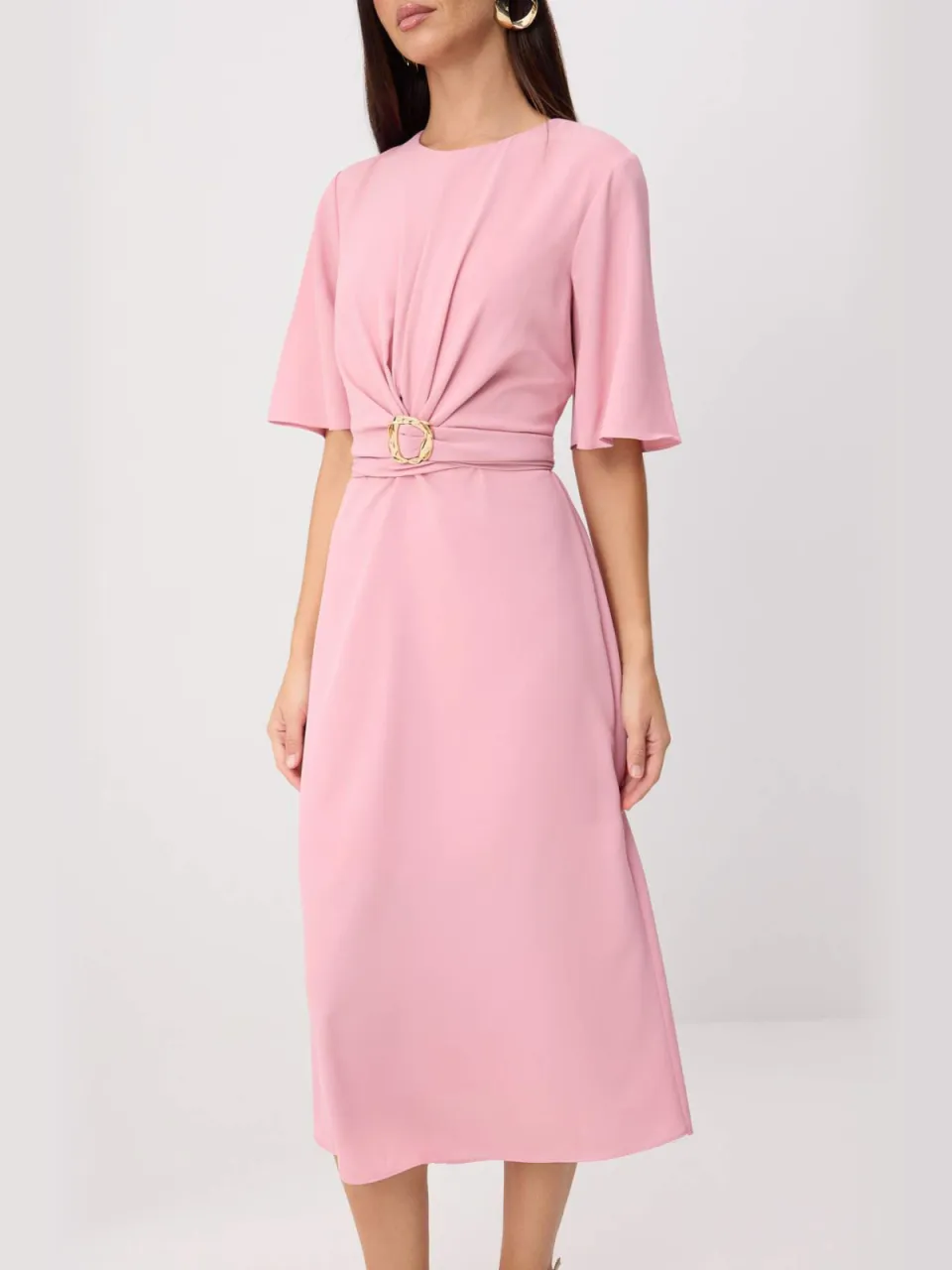 Trendyol TRENDYOLMİLLA Dames Roze Effen Maxi Kort Avond / Dagelijks Skater Jurken, foto 2
