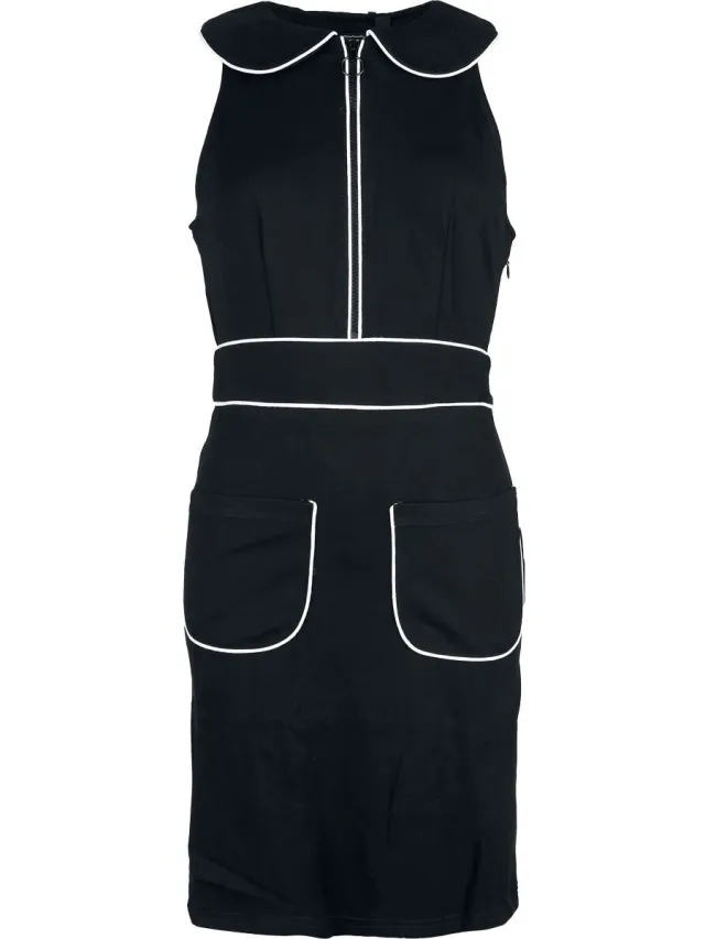 Voodoo Vixen 60s Pocket Dames Mini-jurk - zwart/wit