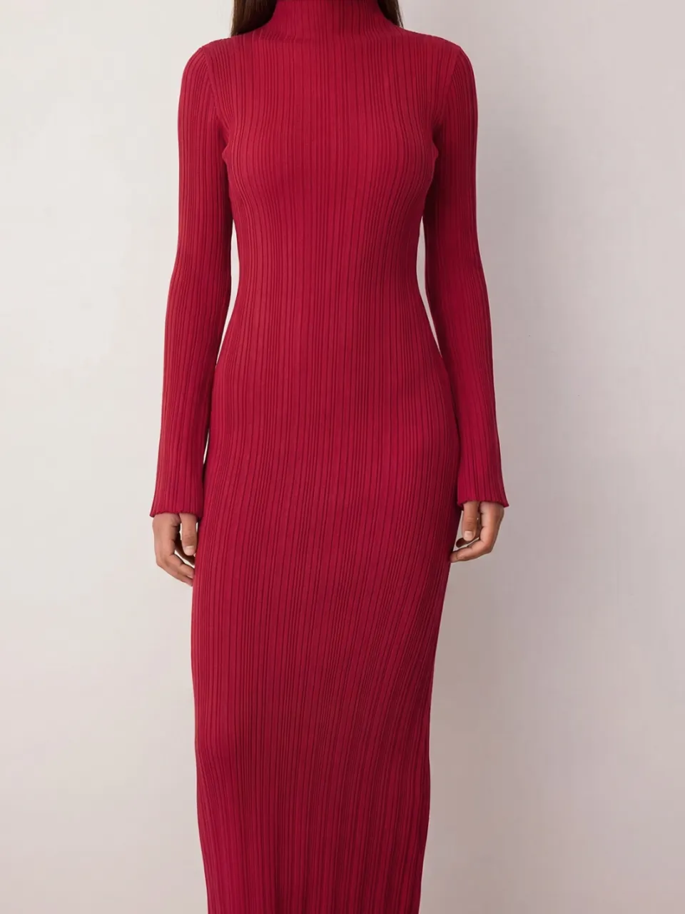 Trendyol TRENDYOLMİLLA Dames Rood Effen Maxi Lang Casual Bodycon Jurken, foto 2