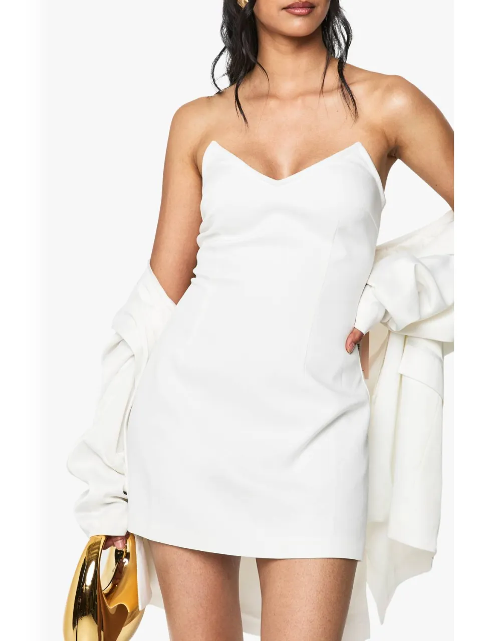 boohoo Dames Gestructureerde mini-jurk met boning wit, foto 4